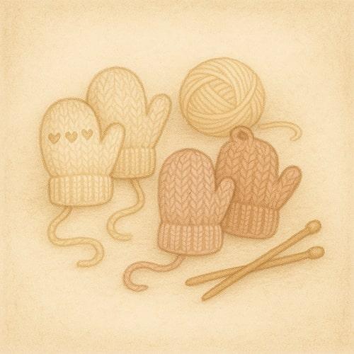 Иллюстрация услуги: Детские варежки ручной работы — Вяжунчик