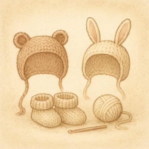 Иллюстрация услуги: Шапочки для фотосессий — Вяжунчик